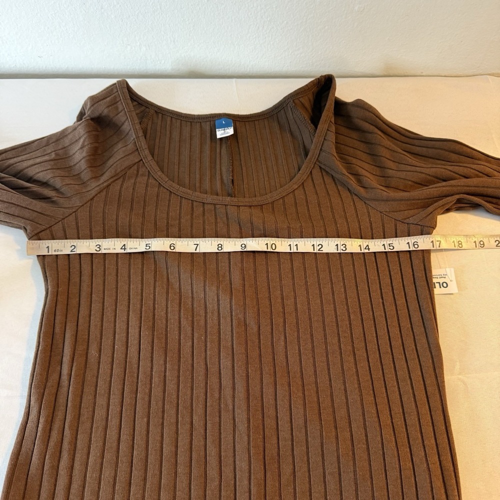 New Old Navy Ballet Ribbed Knit Long Sleeve Espresso Brown Dress Women's Large - Picture 4 of 6